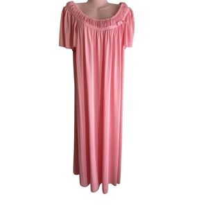 Vintage Vanity Fair Nightgown Womens Medium Nylon Antron Lace Maxi Sleepwear 70s